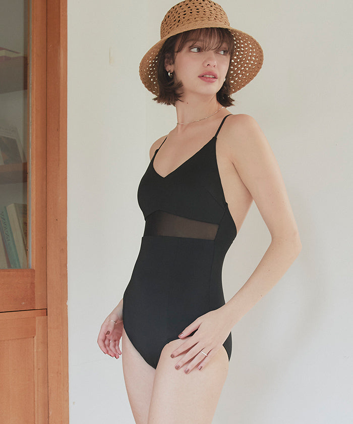 Seedless SEA DRESS Sheer Line Design One-Piece / Swimwear [Non-Returnable Item]