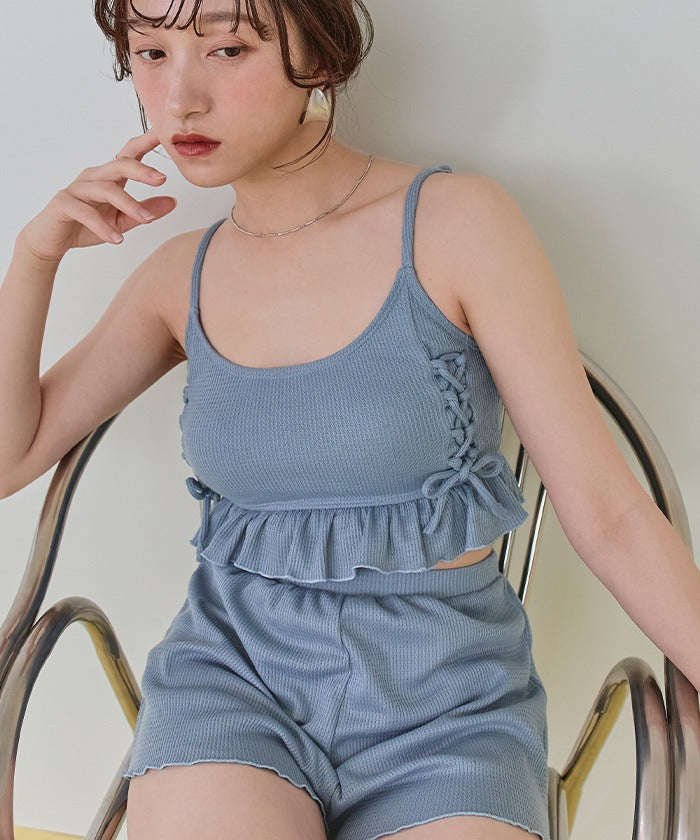 Seedless SEA DRESS Waffle Material Lace-Up Bikini/Swimsuit Set [Non-Returnable Item]