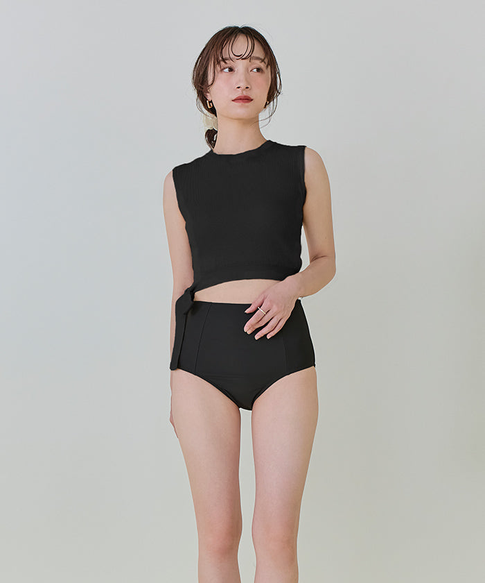 シードレス SEA DRESS サイドリボンニット×ハイウエストビキニ/水着 【返品不可商品】 （ブラウン） ブラウン