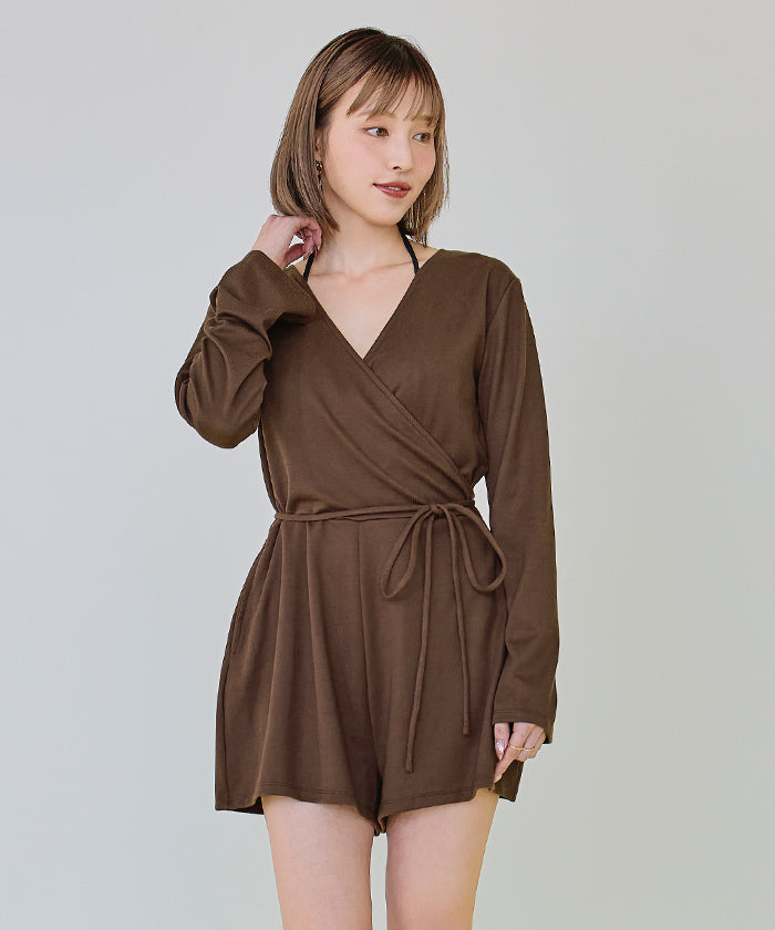 シードレス SEA DRESS 細リブカシュクールオールインワン/ラッシュガード （アイボリー） アイボリー