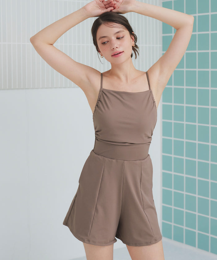 シードレス SEA DRESS サイドギャザーオールインワン/ワンピース水着 【返品不可商品】 （レッド） レッド