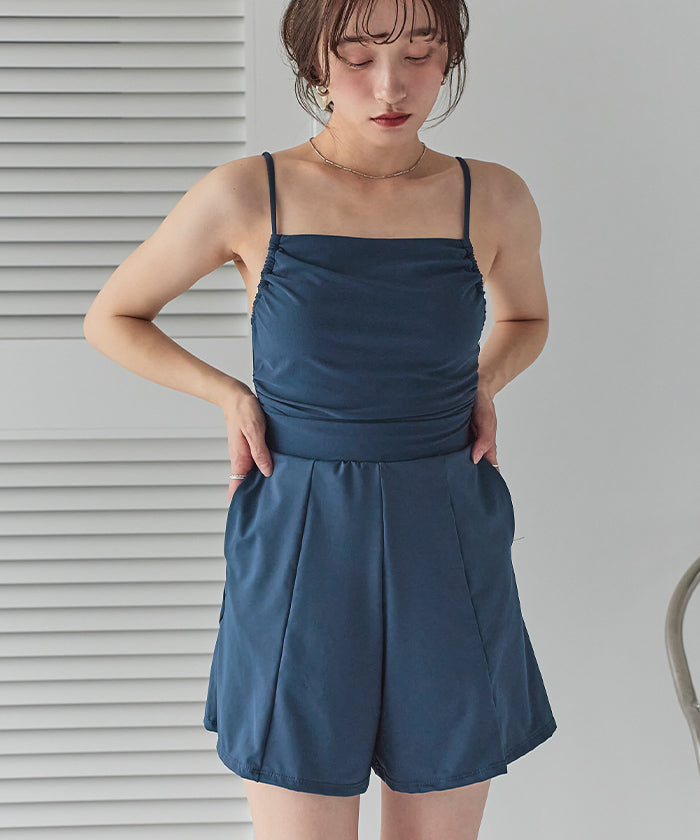 シードレス SEA DRESS サイドギャザーオールインワン/ワンピース水着 【返品不可商品】 （ダークブルー） ダークブルー