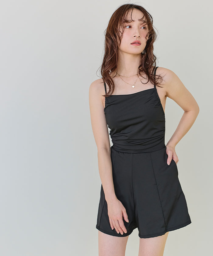 シードレス SEA DRESS サイドギャザーオールインワン/ワンピース水着 【返品不可商品】 （ブラック） ブラック