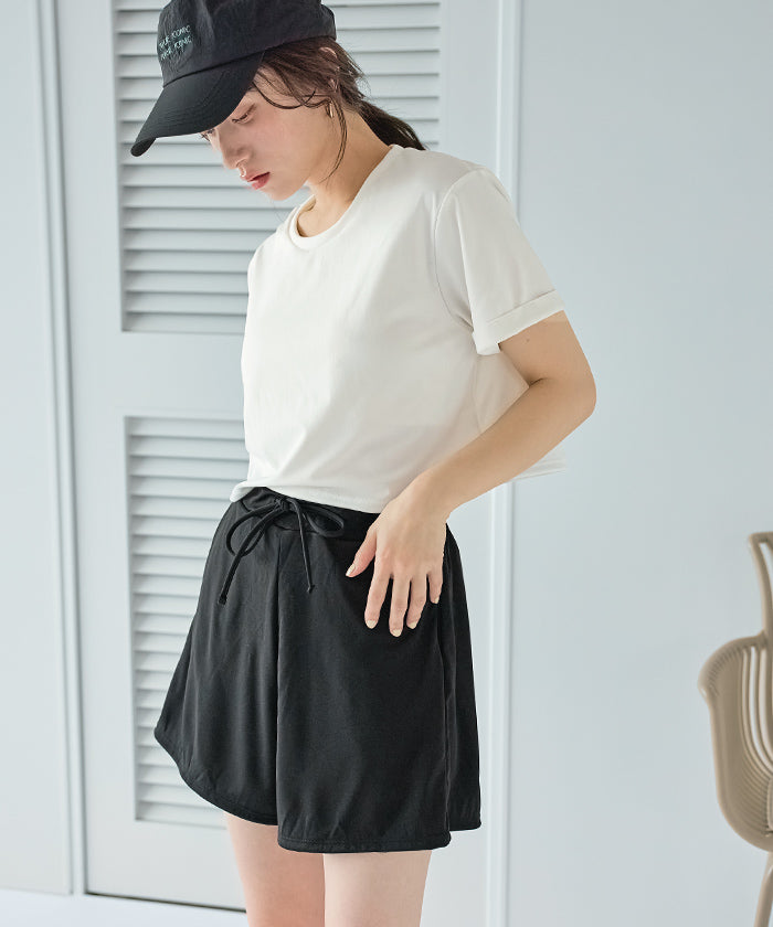 シードレス SEA DRESS 4点セット/半袖Tシャツ×ショートパンツ×ビキニ/水着 【返品不可商品】 （ブラック） ブラック
