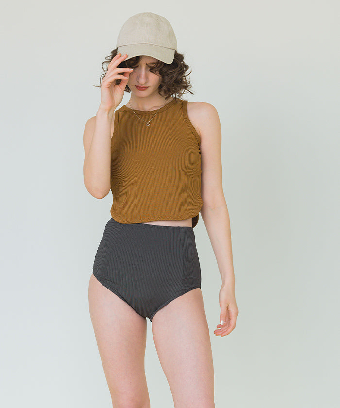 シードレス SEA DRESS 3点セット/ショートパンツ×タンクトップビキニ/水着 【返品不可商品】 （キャメル） キャメル