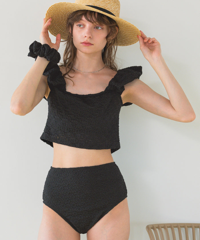 シードレス SEA DRESS シュシュ付レースオフショルダービキニ/セット水着 【返品不可商品】 （ブラック） ブラック