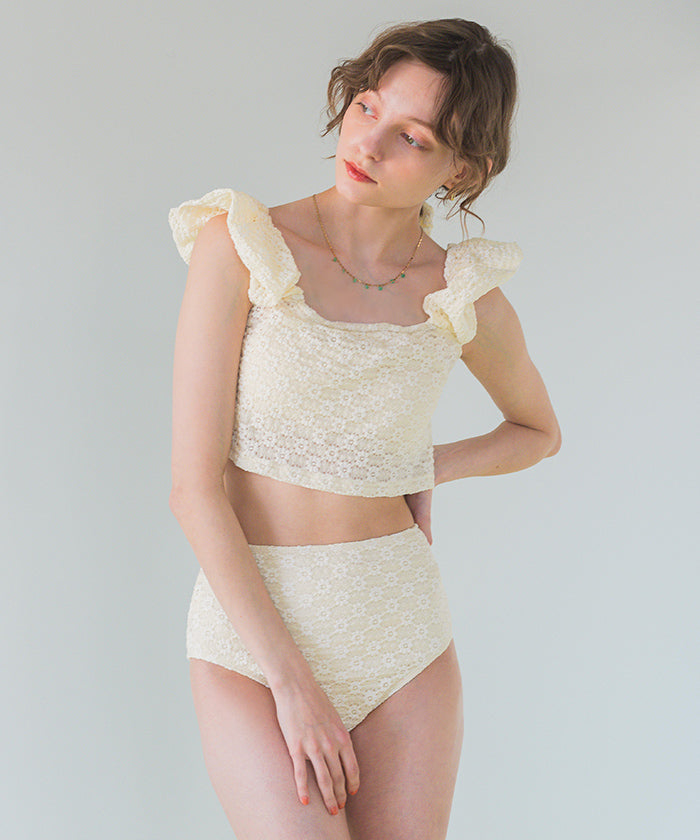 シードレス SEA DRESS シュシュ付レースオフショルダービキニ/セット水着 【返品不可商品】 （アイボリー） アイボリー