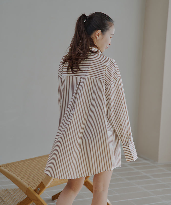 シードレス SEA DRESS ロングカフスオーバーサイズシャツ/ラッシュガード （ストライプ） ストライプ