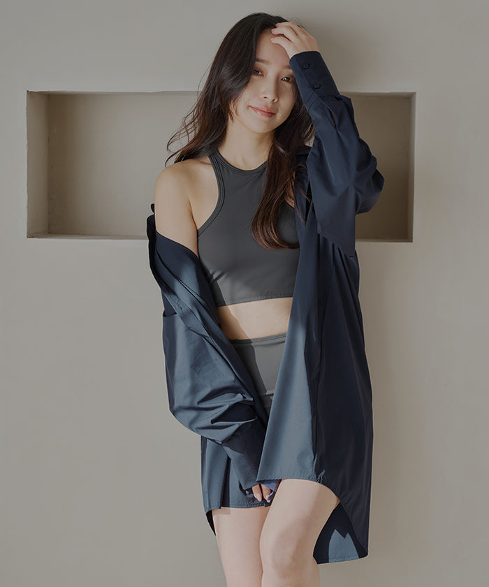 シードレス SEA DRESS カットアウトアメリカンスリーブビキニ/水着 【返品不可商品】 （チャコール） チャコール