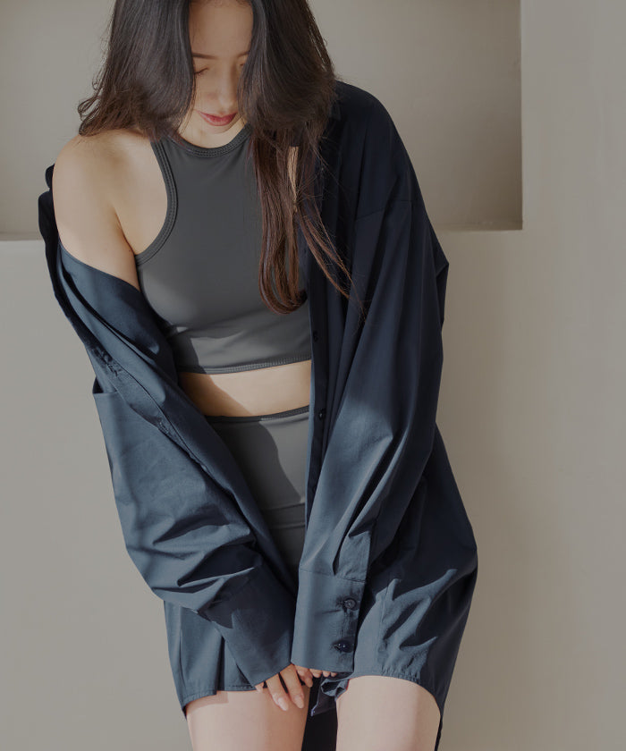 シードレス SEA DRESS カットアウトアメリカンスリーブビキニ/水着 【返品不可商品】 （チャコール） チャコール