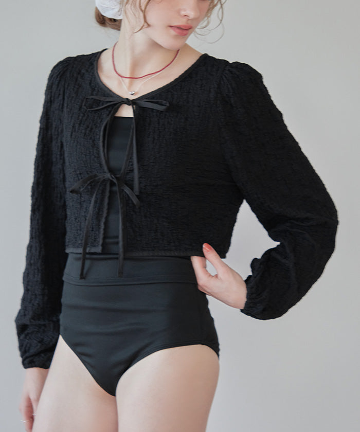 シードレス SEA DRESS 3点セット/2wayジャガードラッシュガード×ビキニ/水着 【返品不可商品】 （ブラック） ブラック