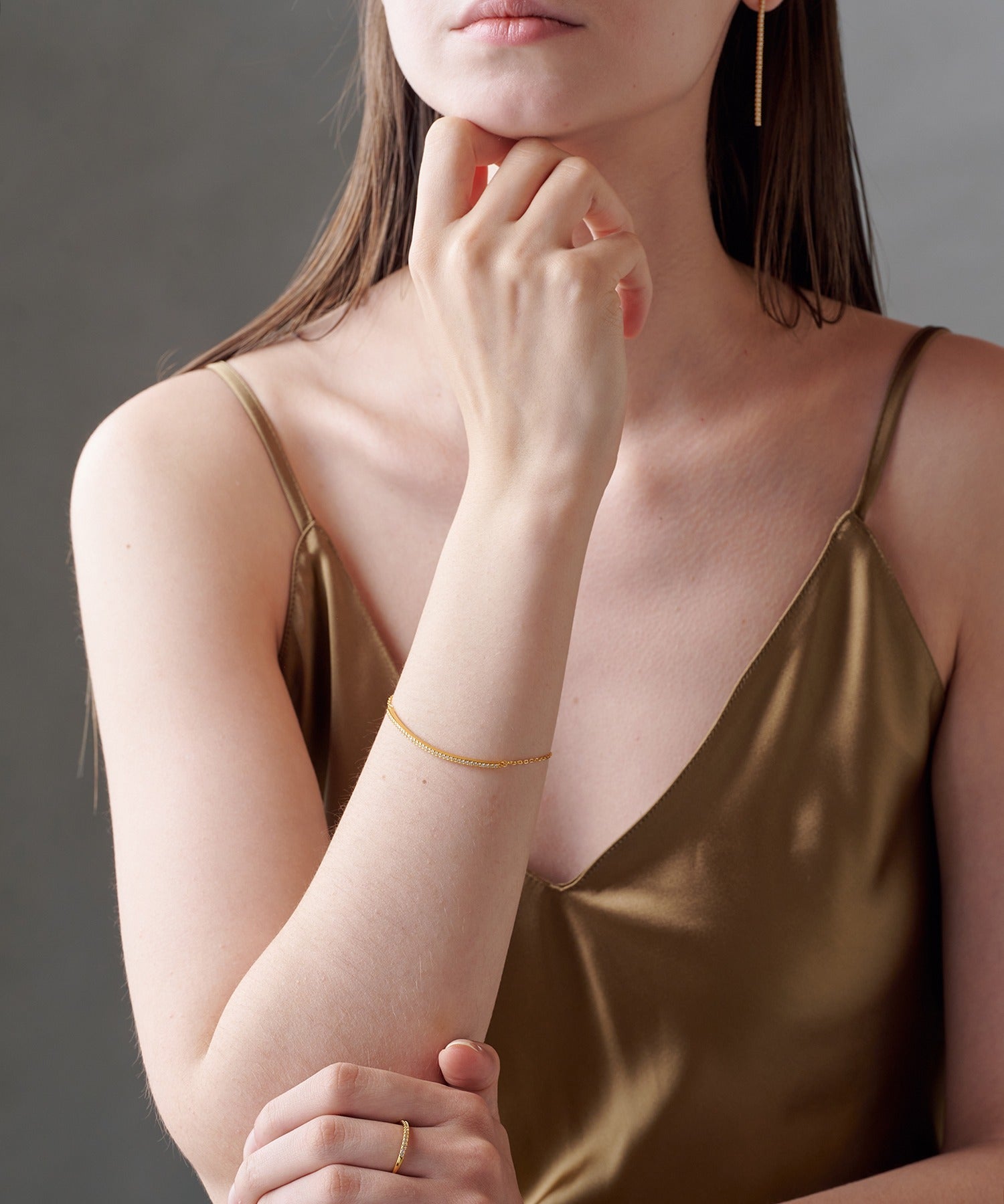 アリュレル ALLURELLE ジルコニア×チェーンブレスレット KNF127 （ゴールド） ゴールド