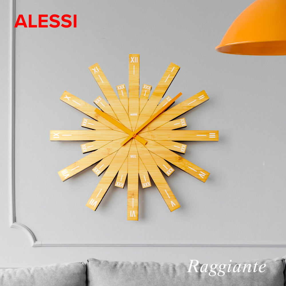 アレッシ ALESSI アレッシィ ALESSI MDL05 掛け時計 RAGGIANTE Wall clock ラジアンテ インテリア ウォールクロック 壁掛け時計 アナログ デザイン雑貨 壁時計 【返品不可商品】 （ナチュラル） ナチュラル