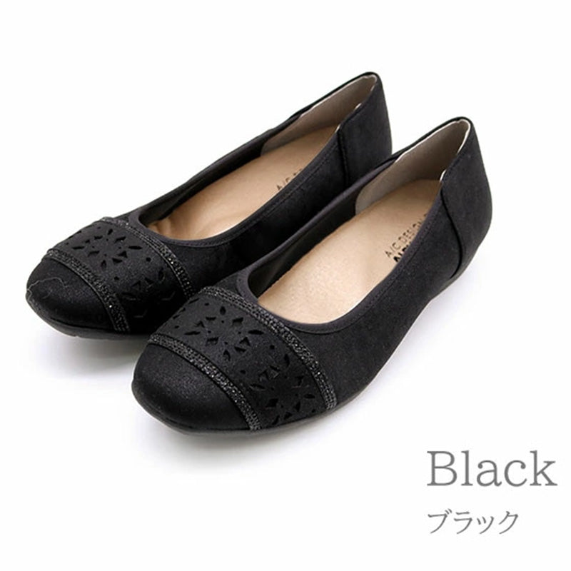 アルファキュービック ALPHA CUBIC ゆったり 【3.5E】マエストロ監修 レースカッティング パンプス （ブラック） ブラック
