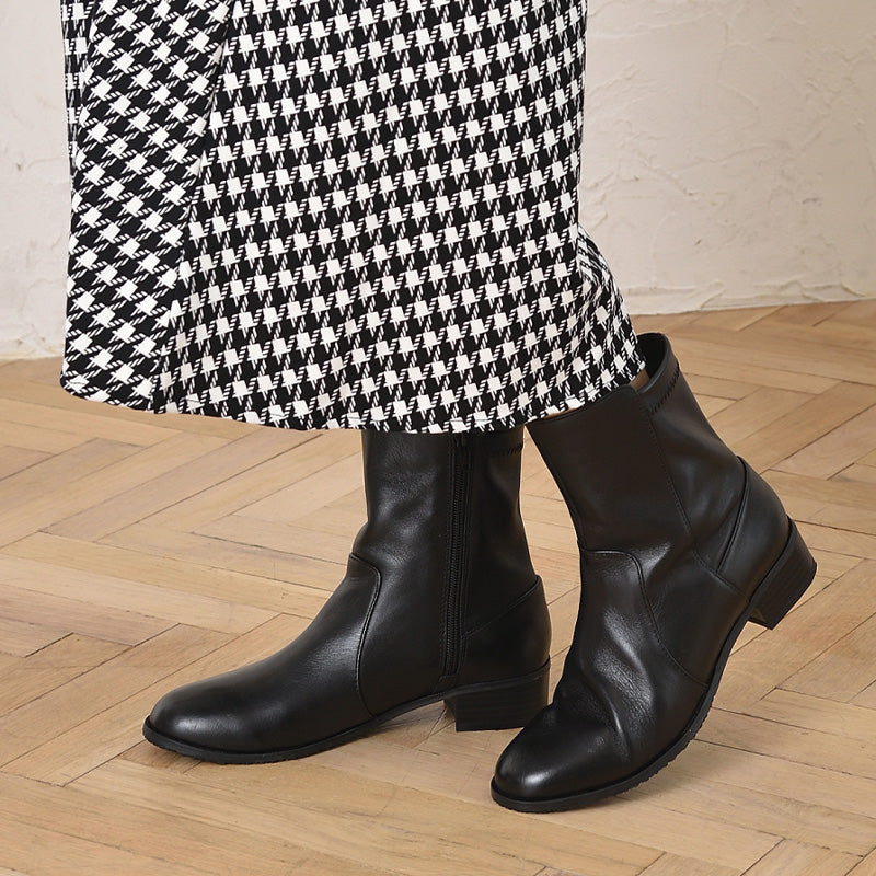 ALPHA CUBIC Genuine Leather Soft Short Boots