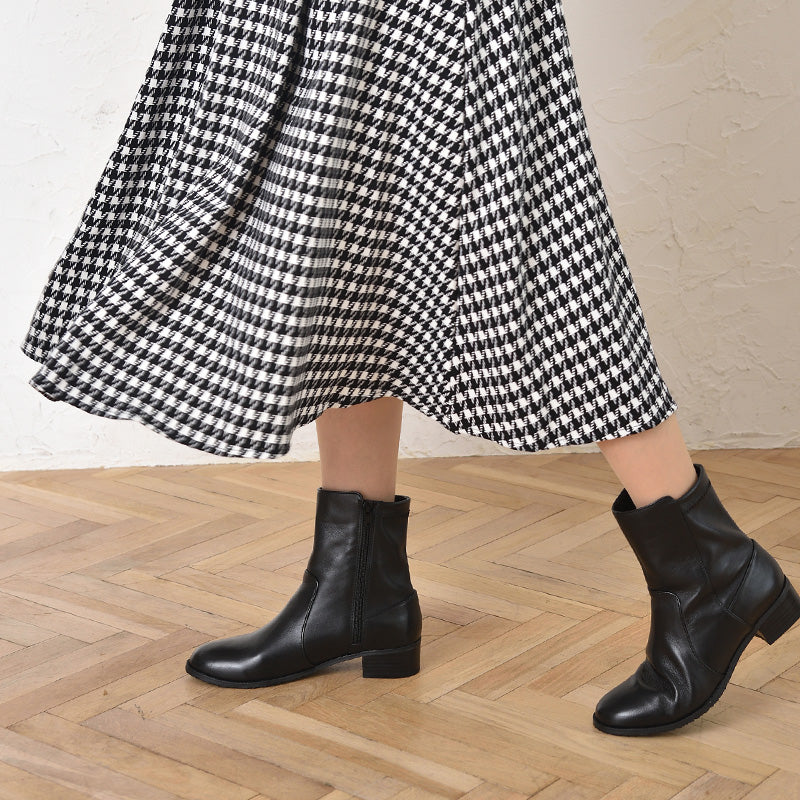 ALPHA CUBIC Genuine Leather Soft Short Boots