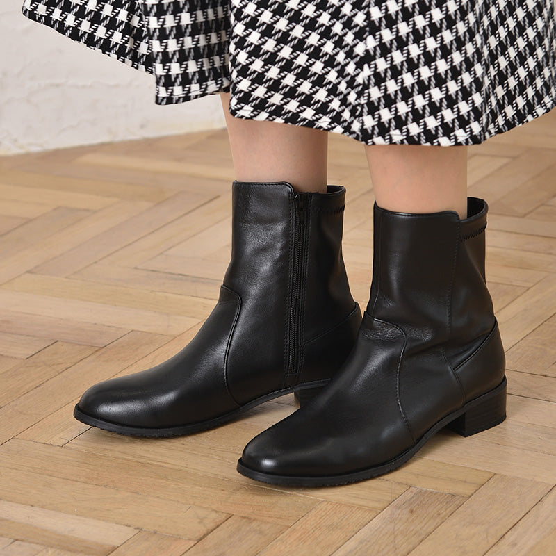 ALPHA CUBIC Genuine Leather Soft Short Boots