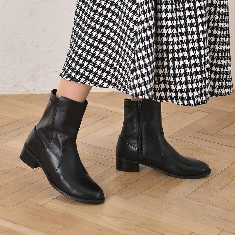 ALPHA CUBIC Genuine Leather Soft Short Boots
