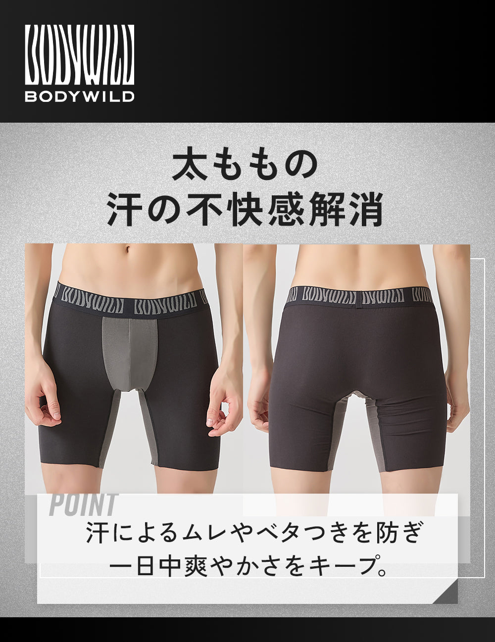 ボディワイルド BODY WILD 【裾きりっぱなし】ロングボクサーパンツ（前とじ）【返品不可商品】 （ダークブルー） ダークブルー