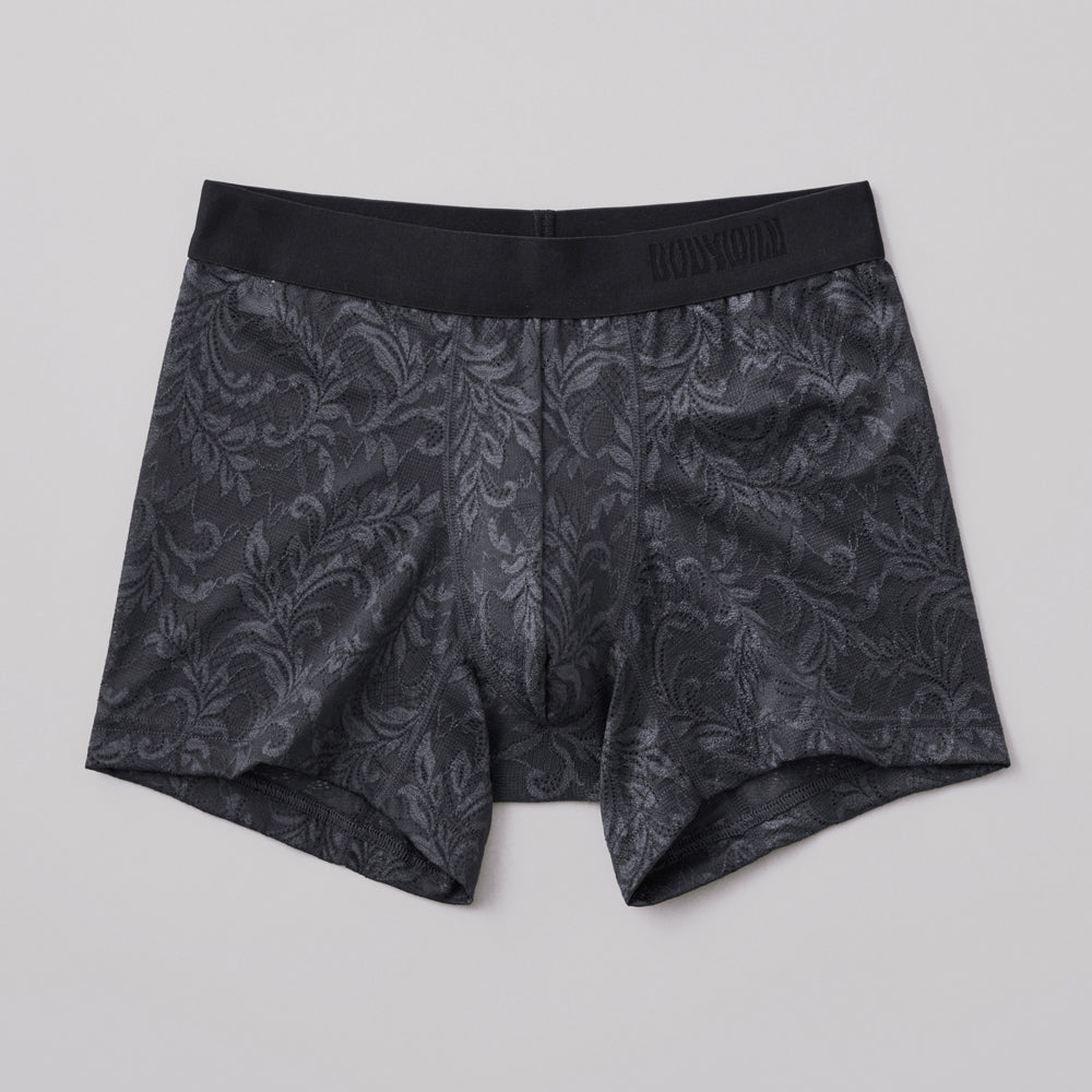 ボディワイルド BODY WILD ボクサーパンツ ラッセルレース アラベスク柄 【返品不可商品】 （チャコールグレー） チャコールグレー