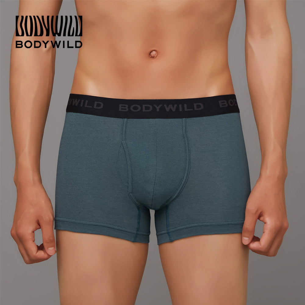 ボディワイルド BODY WILD 【綿混/デニム調】ボクサーパンツ（前あき） 【返品不可商品】 （ボトルグリーン） ボトルグリーン