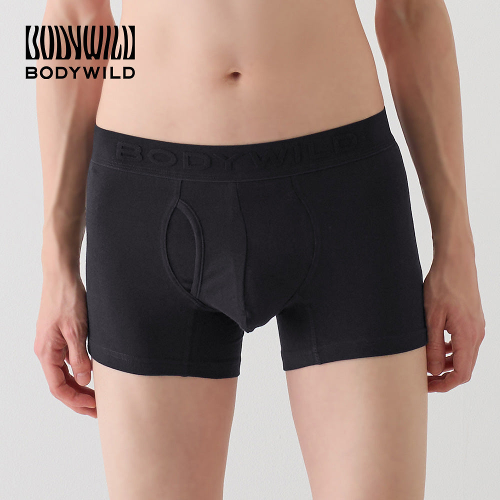 ボディワイルド BODY WILD 【オーガニックコットン混】ボクサーパンツ（前あき） 【返品不可商品】 （ブラック） ブラック