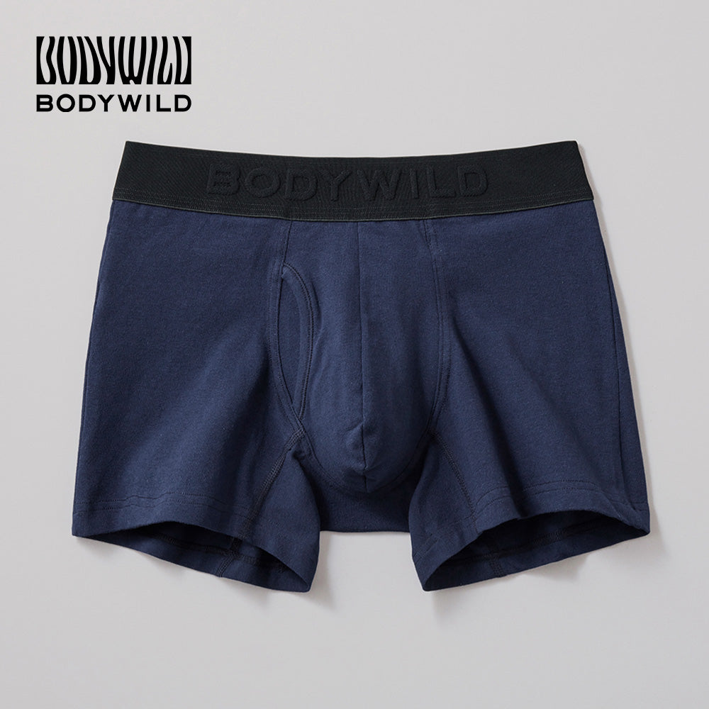 ボディワイルド BODY WILD 【オーガニックコットン混】ボクサーパンツ（前あき） 【返品不可商品】 （イエールネービー） イエールネービー
