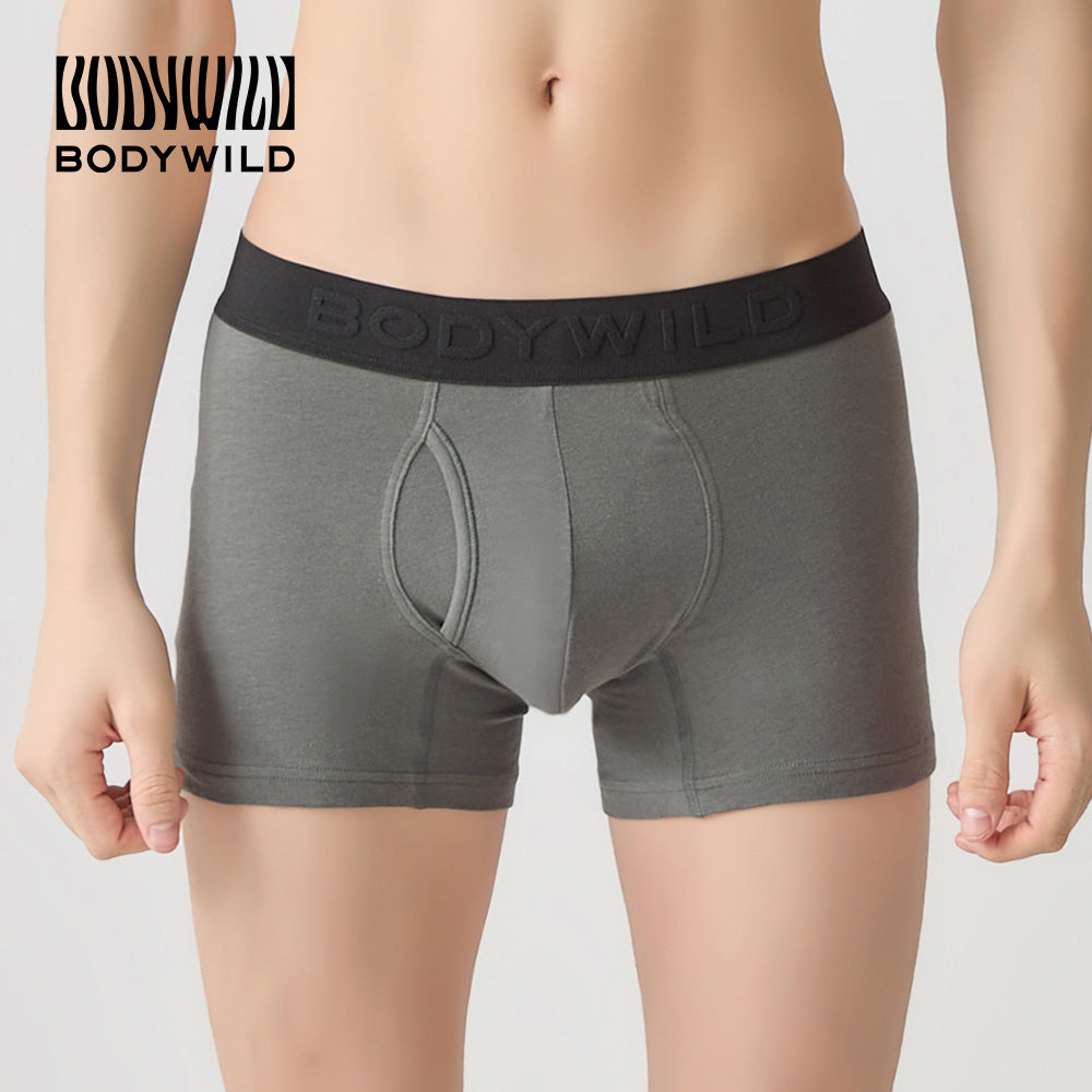 ボディワイルド BODY WILD 【オーガニックコットン混】ボクサーパンツ（前あき） 【返品不可商品】 （チャコールグレー） チャコールグレー