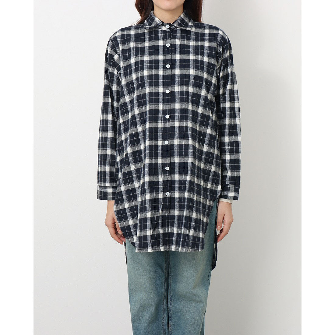 ジュノア JUNOAH チェックロングオーバーシャツ 【新色9color】【オーバーサイズ】【ディープスリット】チェックロングオーバーシャツチェック柄ロングシャツ シャツ チェック ロン