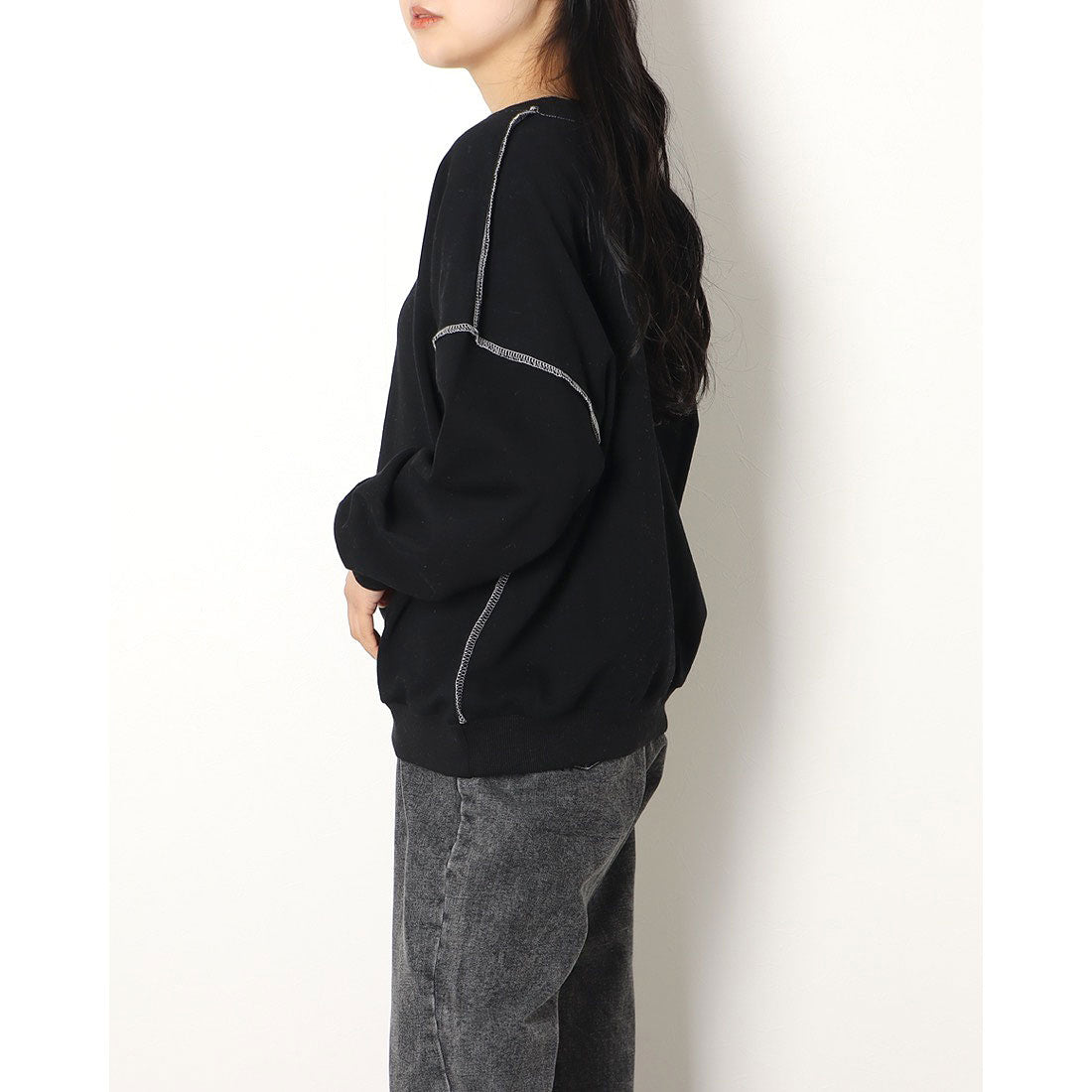 ジュノア JUNOAH ドロップショルダーデザイントレーナー 韓国ファッション 春 夏 秋 韓国 トップス 春服 夏服 トレーナー