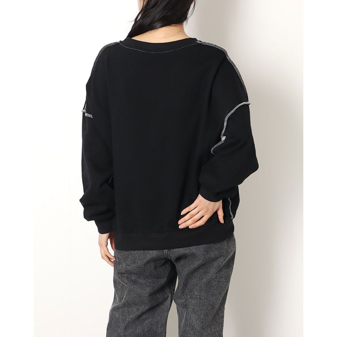 ジュノア JUNOAH ドロップショルダーデザイントレーナー 韓国ファッション 春 夏 秋 韓国 トップス 春服 夏服 トレーナー