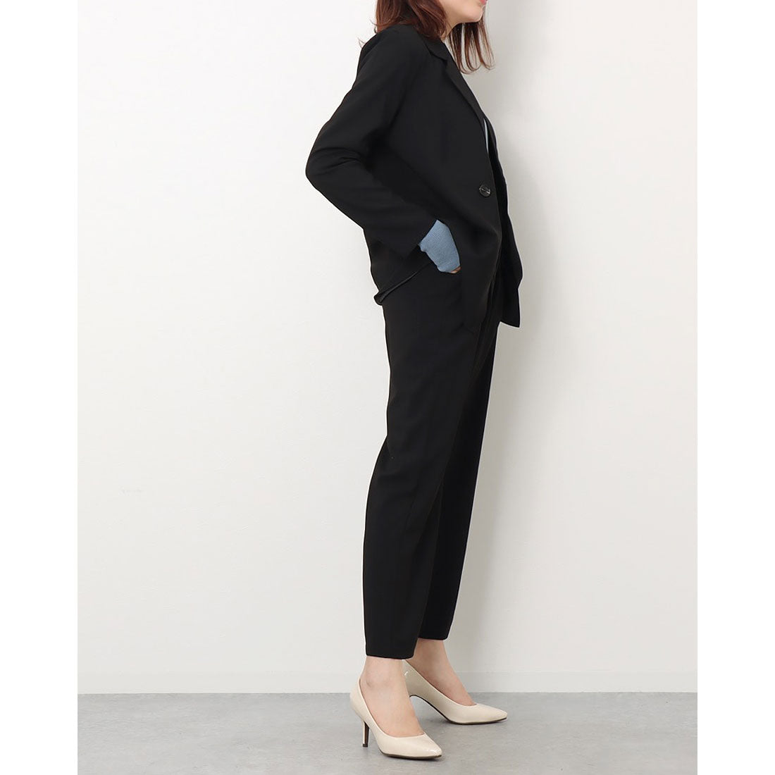 ジュノア JUNOAH 2つボタンダブルジャケットセットアップ（ブラック） ブラック