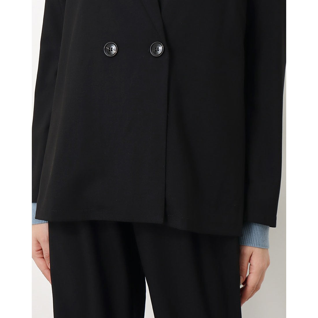 ジュノア JUNOAH 2つボタンダブルジャケットセットアップ（ブラック） ブラック