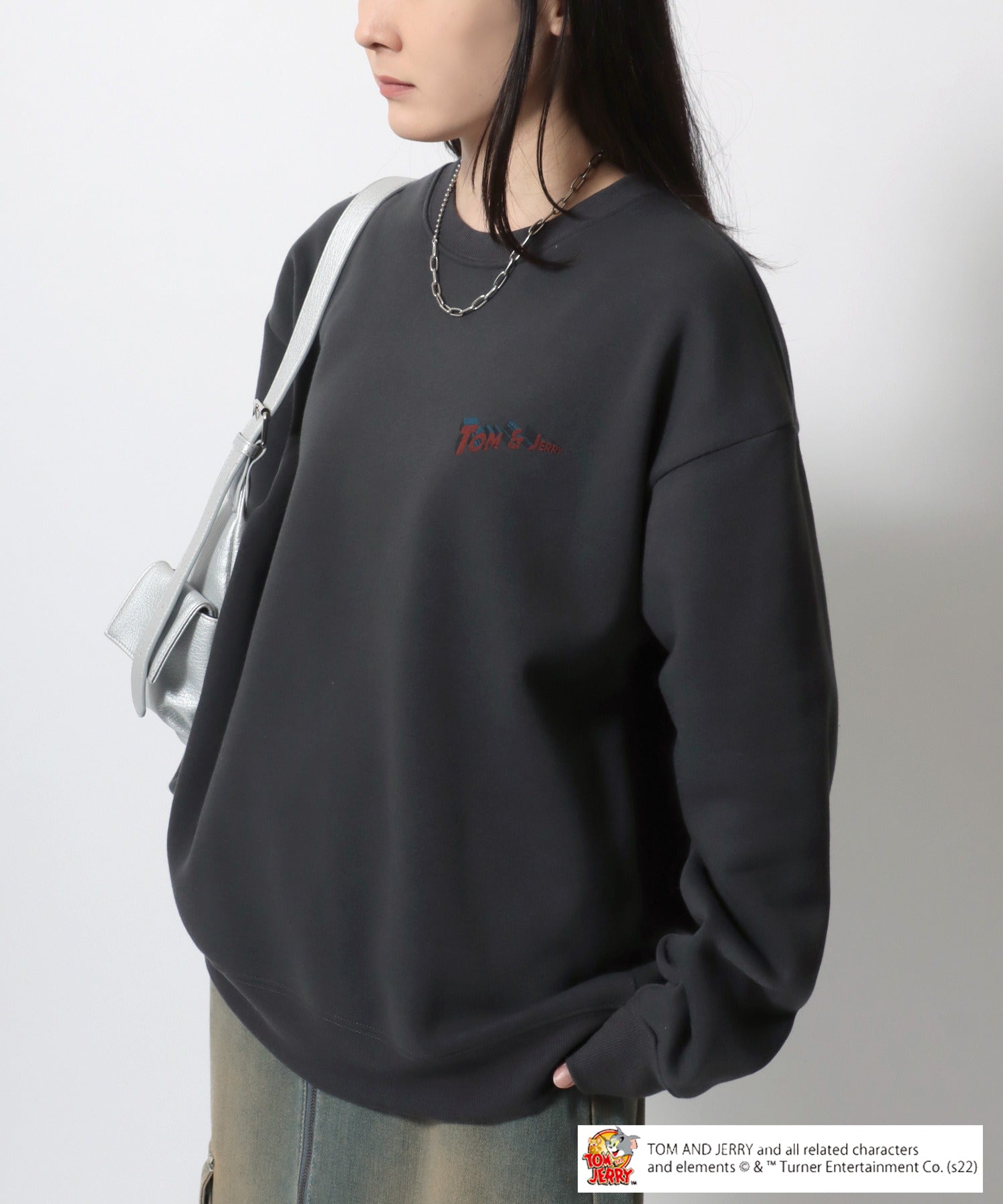 Tom and Jerry Vintage-like Pigment Style Front/Back Print Fleece Lined Oversized Sweatshirt for Women and Men Trainer