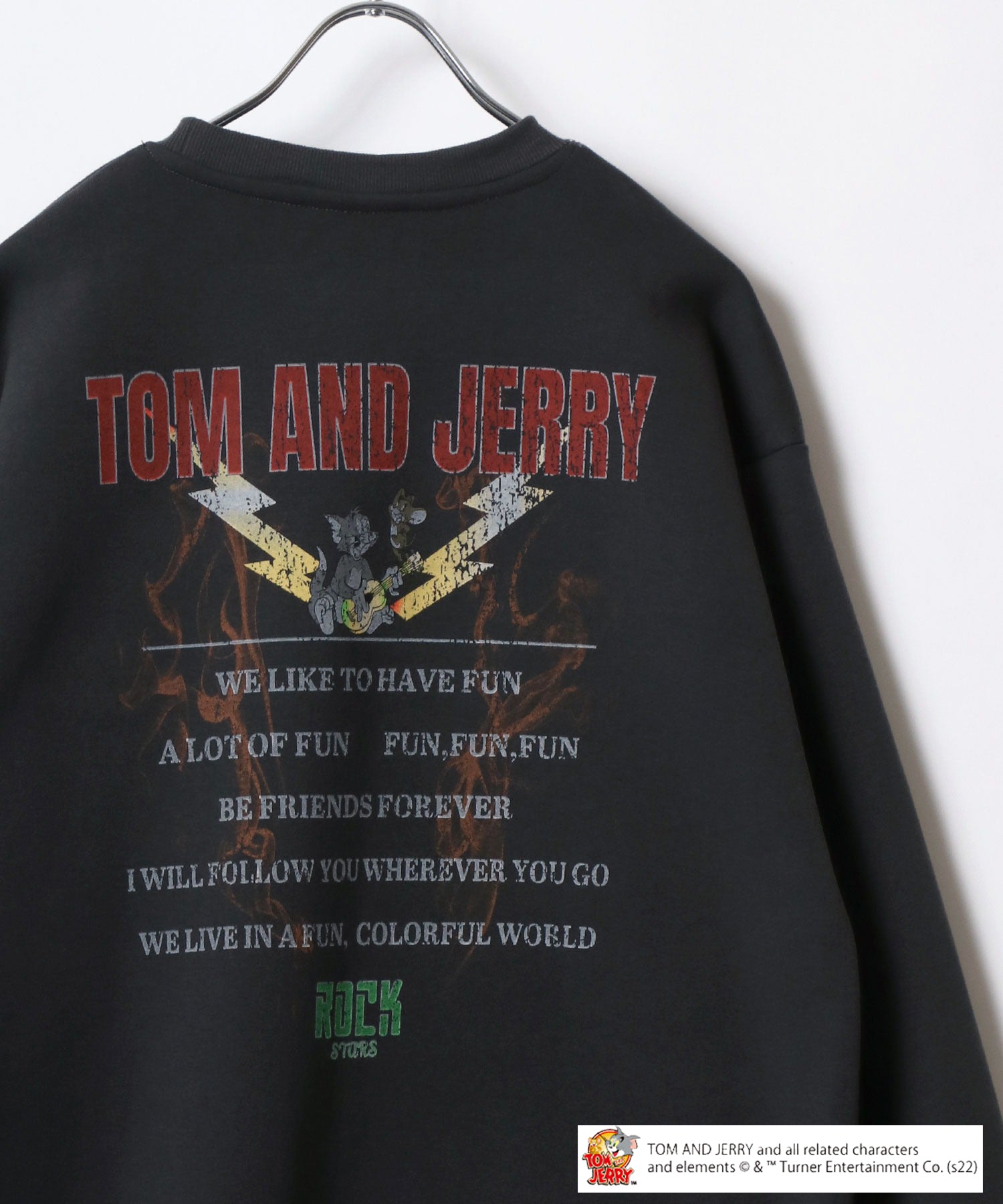 Tom and Jerry Vintage-like Pigment Style Front/Back Print Fleece Lined Oversized Sweatshirt for Women and Men Trainer