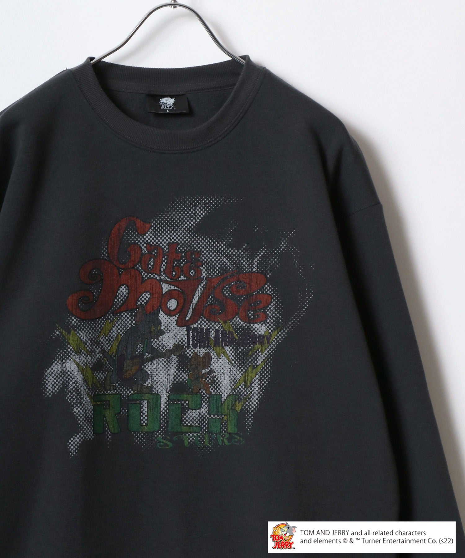 Tom and Jerry Vintage-like Pigment Style Front/Back Print Fleece Lined Oversized Sweatshirt for Women and Men Trainer