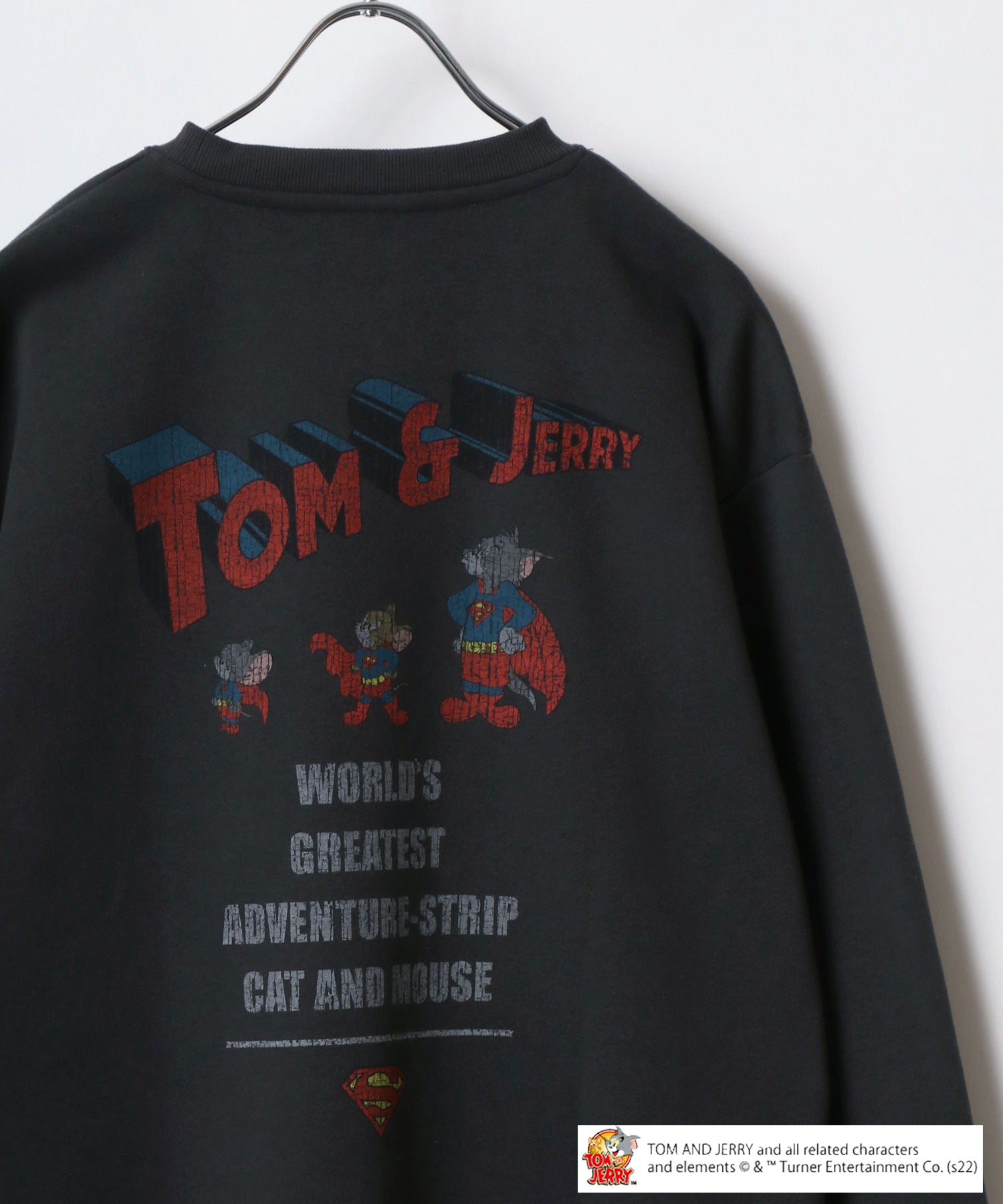 Tom and Jerry Vintage-like Pigment Style Front/Back Print Fleece Lined Oversized Sweatshirt for Women and Men Trainer