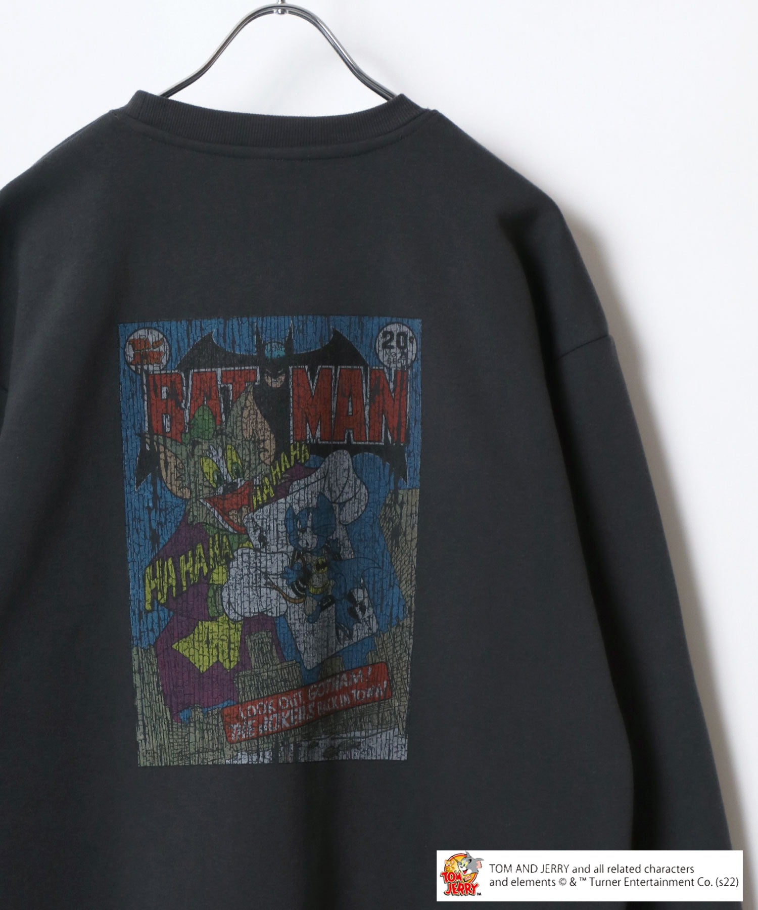 Tom and Jerry Vintage-like Pigment Style Front/Back Print Fleece Lined Oversized Sweatshirt for Women and Men Trainer