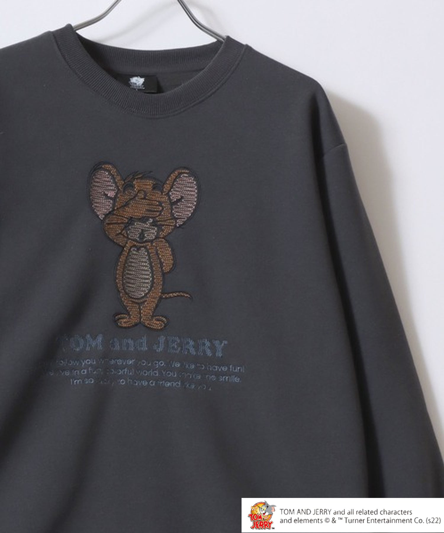 オーバーサイズ 裏起毛 フロッキー/サテン /ステッチ /サガラ刺繍 スウェットトレーナー レディース メンズ ユニセックス キャラクター ブラック系その他