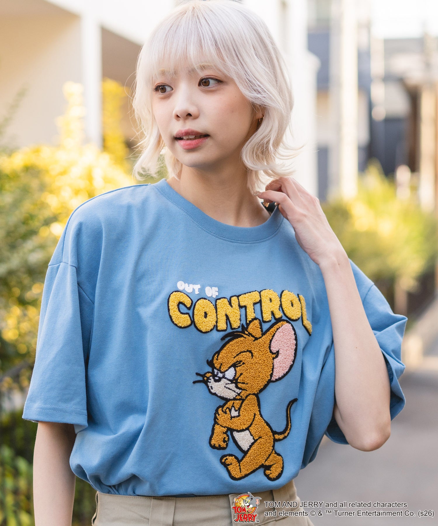 トムトジェリー TOM and JERRY TJ フロント サガラ 刺繍 Tシャツ トムとジェリー （ブルー） ブルー
