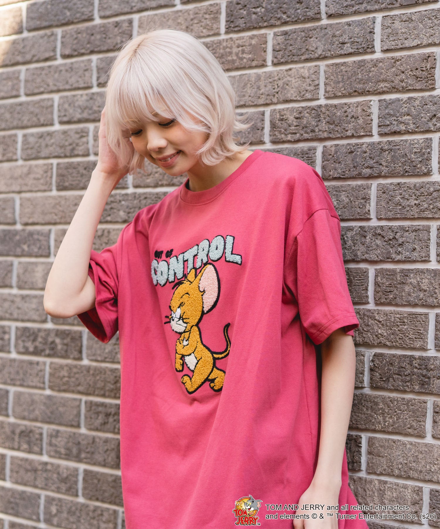 トムトジェリー TOM and JERRY TJ フロント サガラ 刺繍 Tシャツ トムとジェリー （レッド） レッド