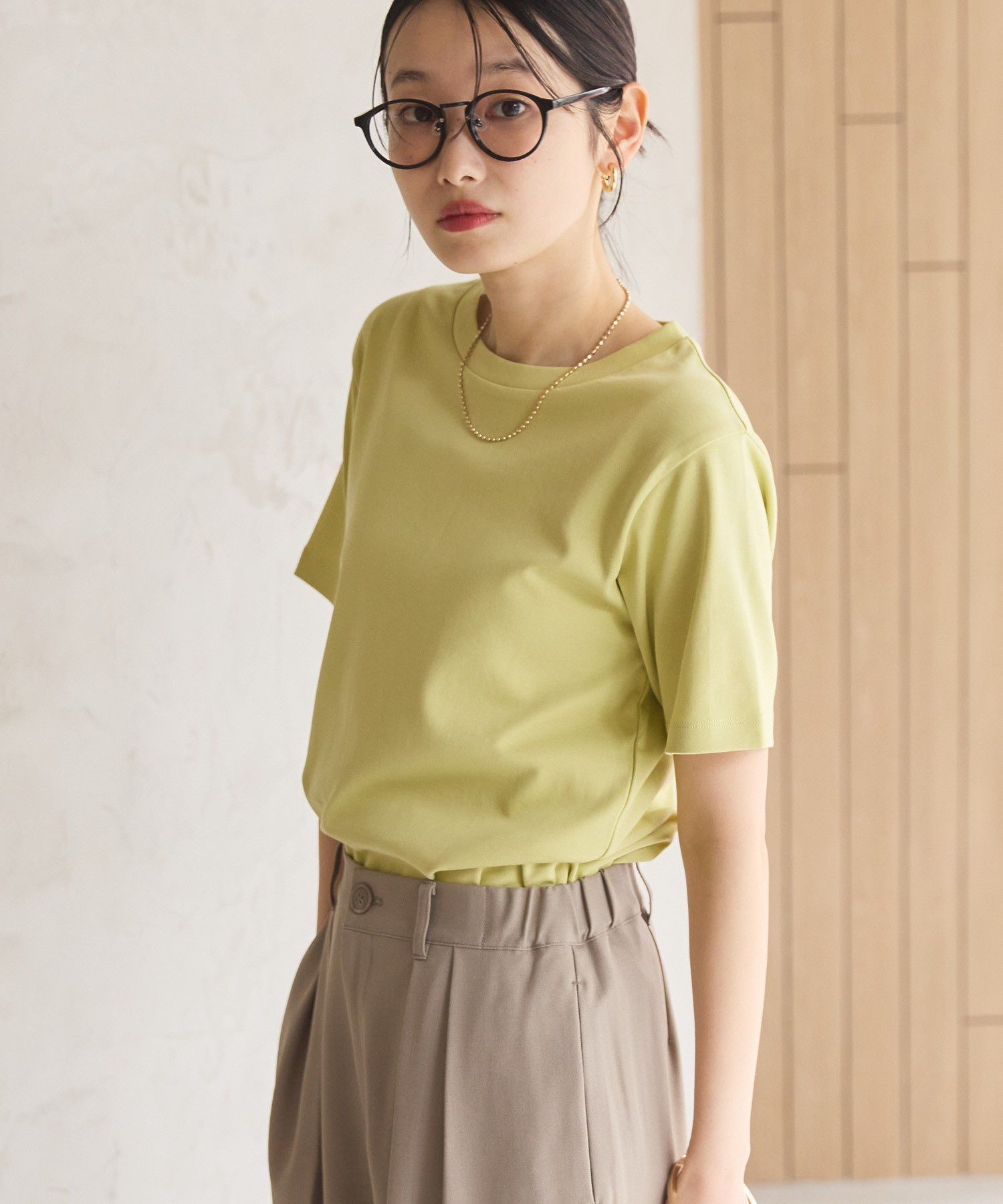 アメリカンホリック AMERICAN HOLIC きれいめコットンベーシックTシャツ(5分袖) （ピスタチオ） ピスタチオ