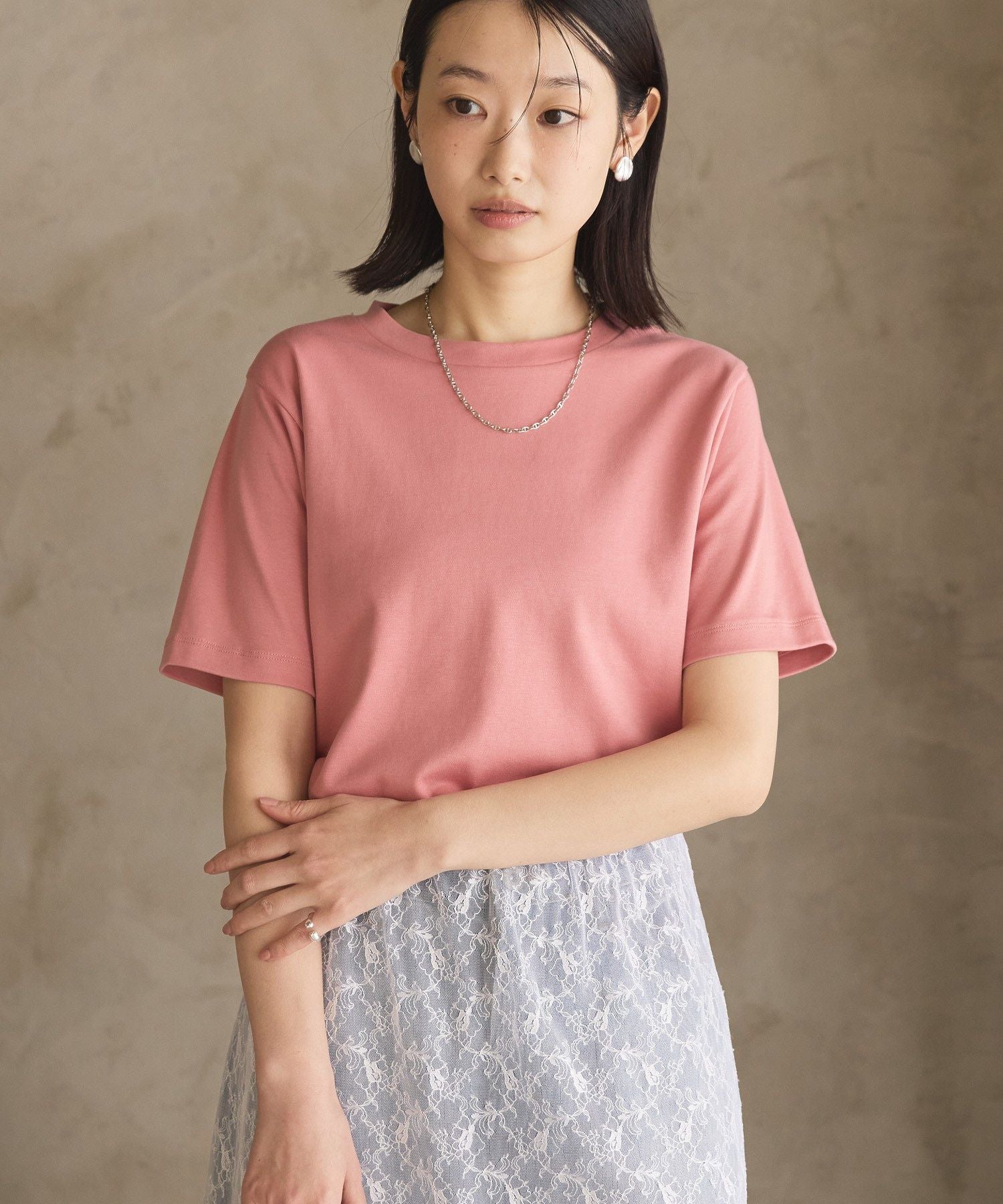 アメリカンホリック AMERICAN HOLIC きれいめコットンベーシックTシャツ(5分袖) （ピスタチオ） ピスタチオ