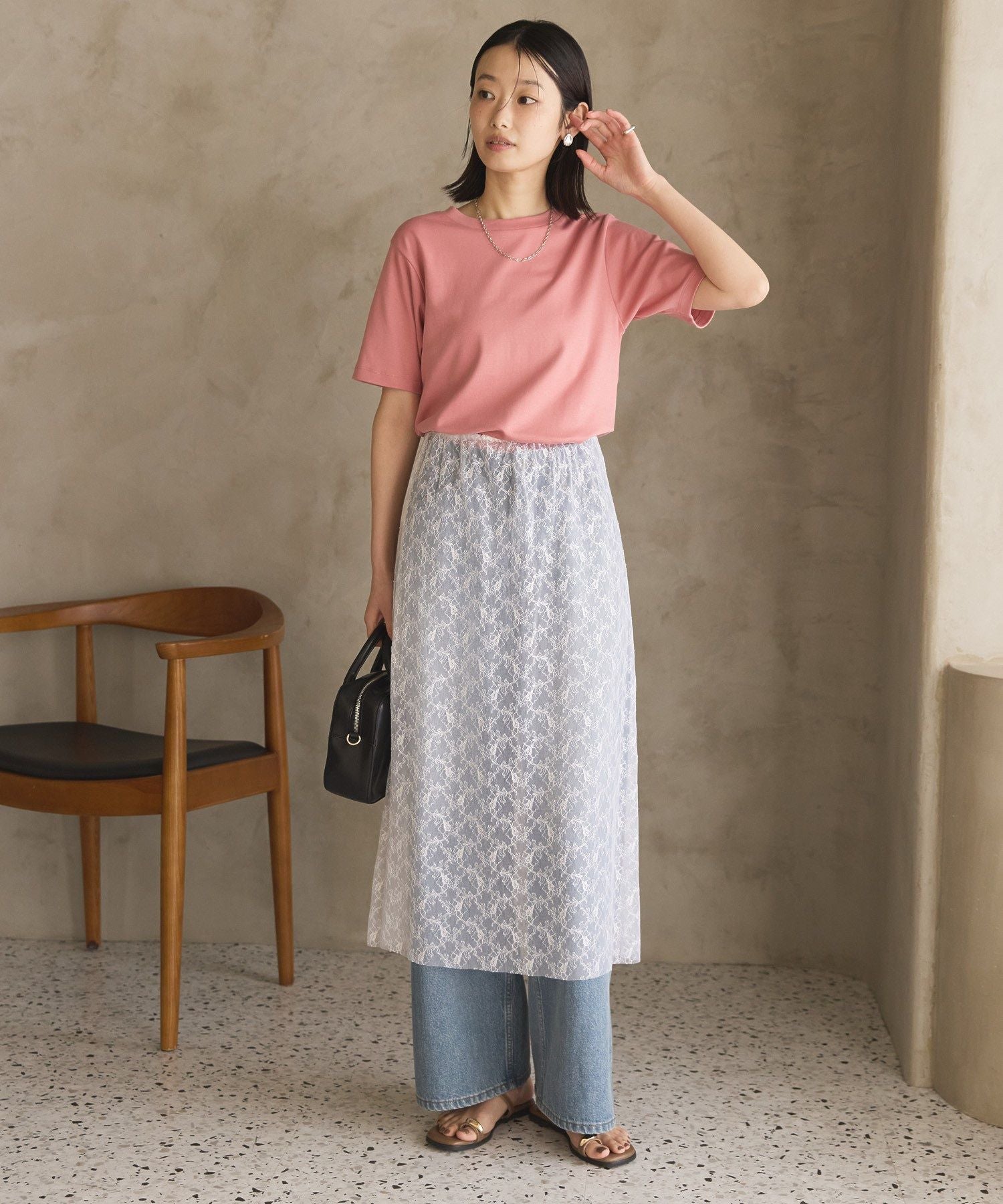 アメリカンホリック AMERICAN HOLIC きれいめコットンベーシックTシャツ(5分袖) （ピスタチオ） ピスタチオ