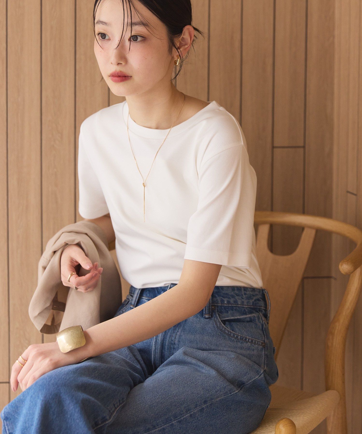 アメリカンホリック AMERICAN HOLIC きれいめコットンベーシックTシャツ(5分袖) （ピスタチオ） ピスタチオ