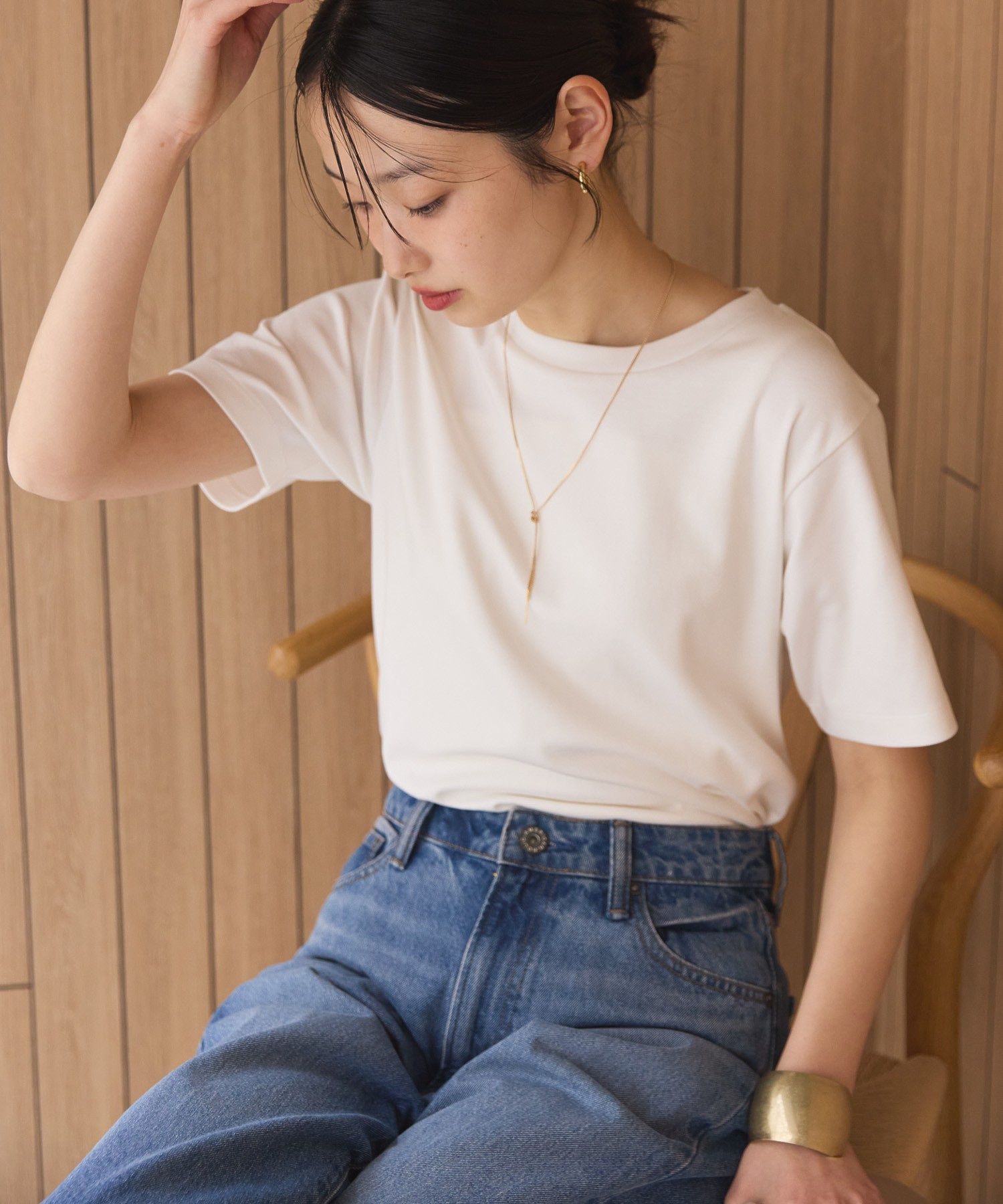 アメリカンホリック AMERICAN HOLIC きれいめコットンベーシックTシャツ(5分袖) （ピスタチオ） ピスタチオ