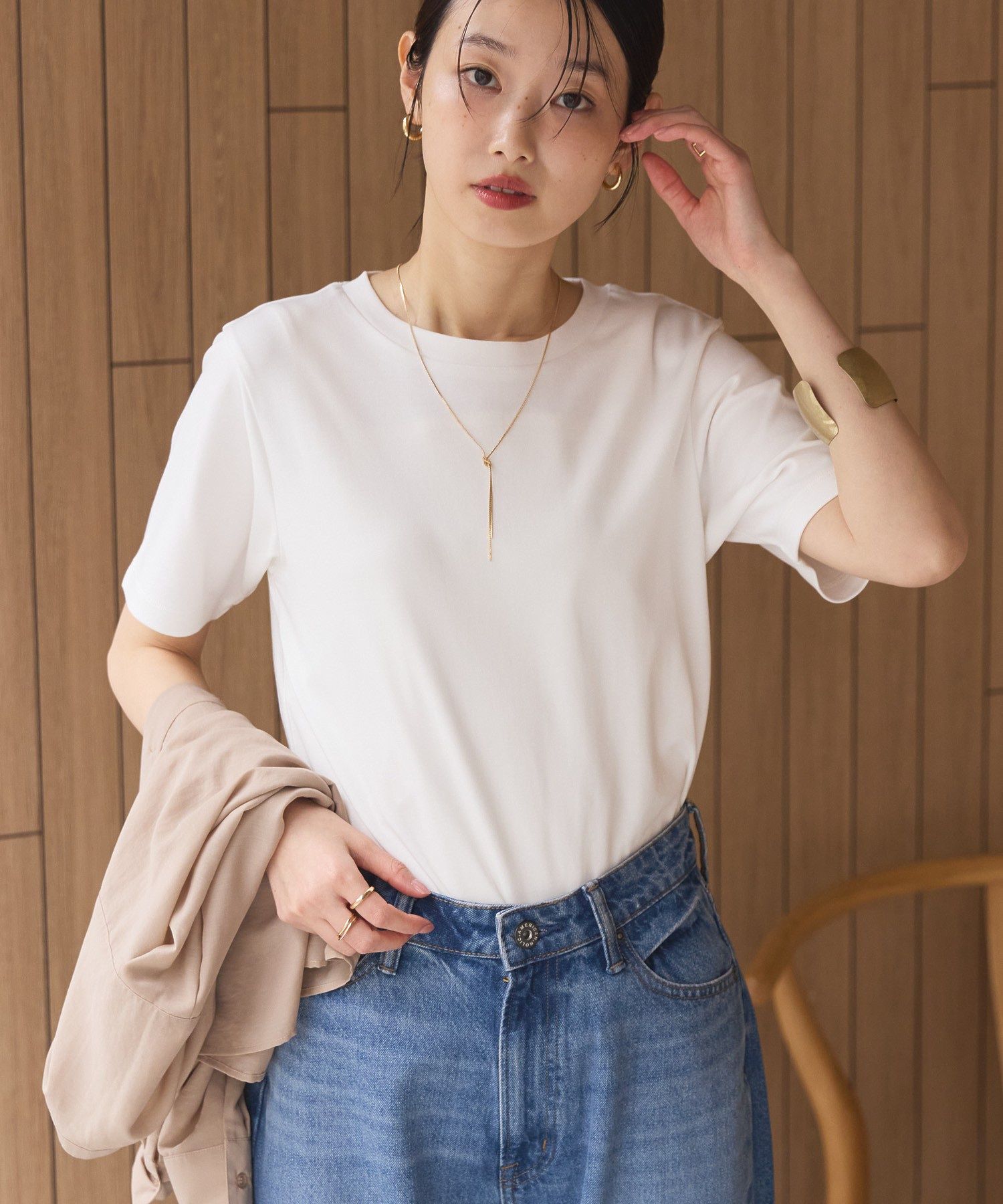 アメリカンホリック AMERICAN HOLIC きれいめコットンベーシックTシャツ(5分袖) （ピスタチオ） ピスタチオ