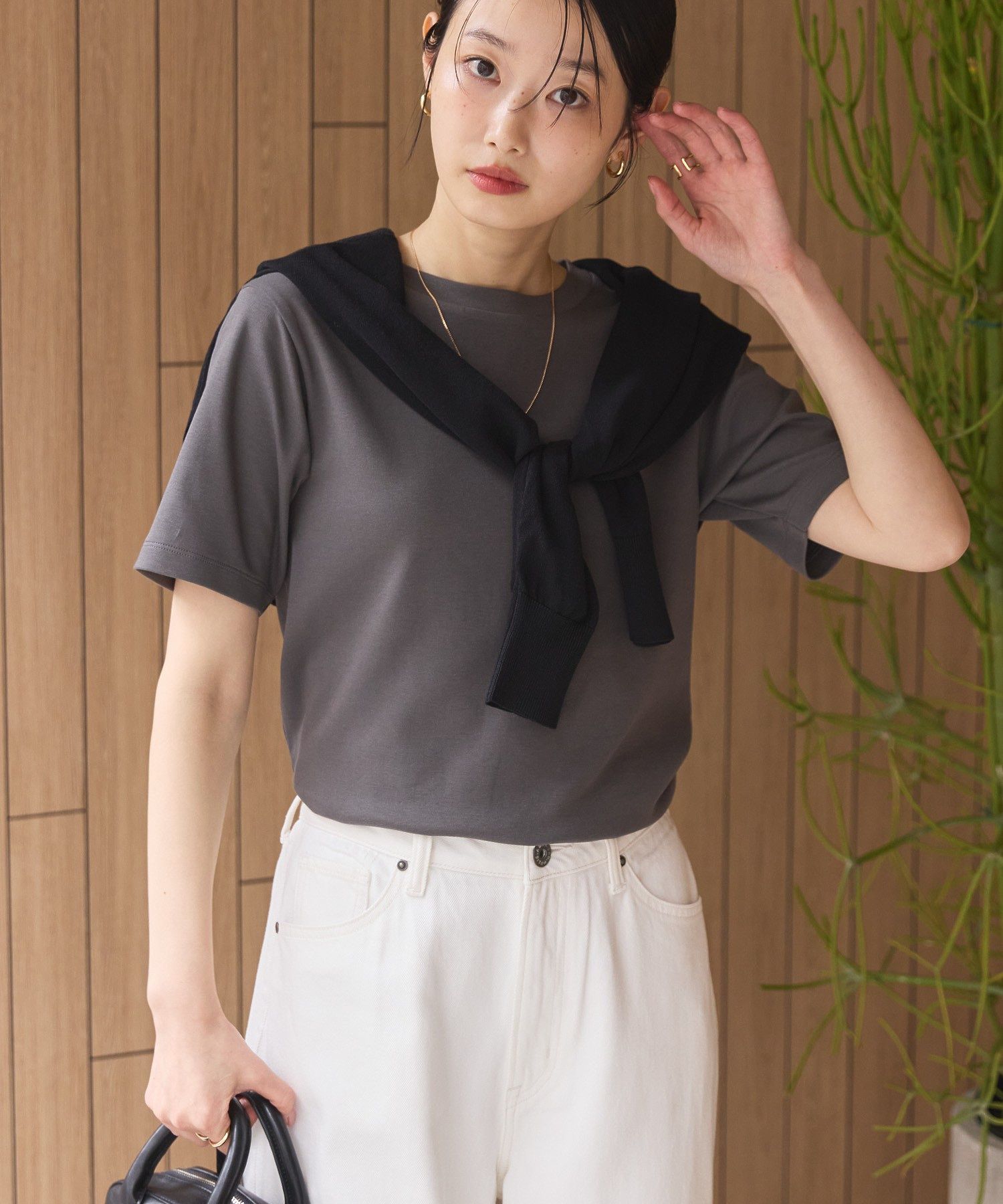 アメリカンホリック AMERICAN HOLIC きれいめコットンベーシックTシャツ(5分袖) （ピスタチオ） ピスタチオ