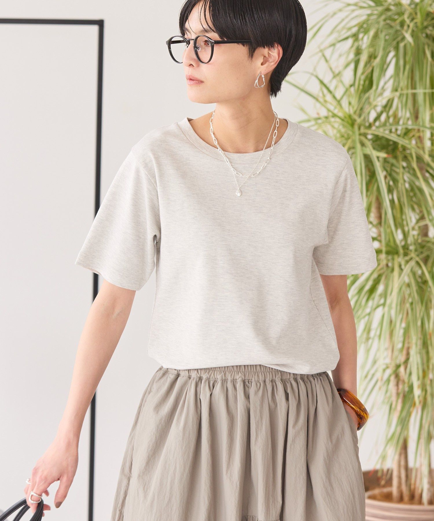 アメリカンホリック AMERICAN HOLIC きれいめコットンベーシックTシャツ(5分袖) （ピスタチオ） ピスタチオ