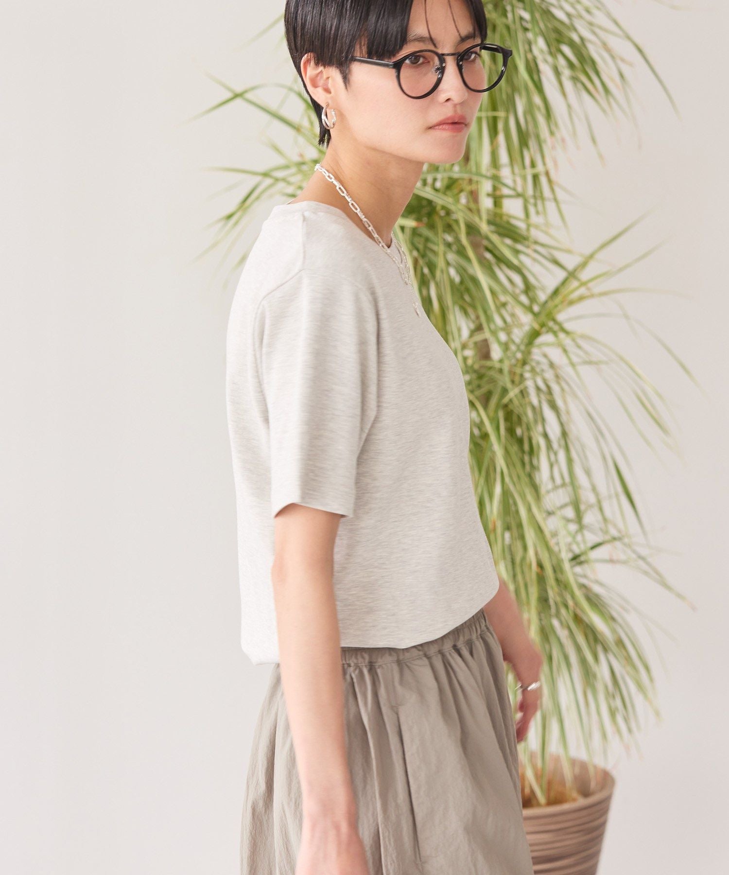 アメリカンホリック AMERICAN HOLIC きれいめコットンベーシックTシャツ(5分袖) （ピスタチオ） ピスタチオ